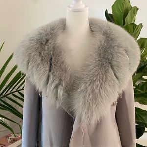 Gianni Versace lavender Fox colored coat. Never worn. Detachable collar Pd 6k